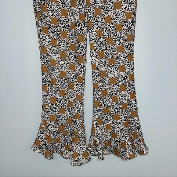Topshop Pants Size 6 US Leopard Frill Trousers High Waist Crop Pant Ruffle Hem - Picture 5 of 11